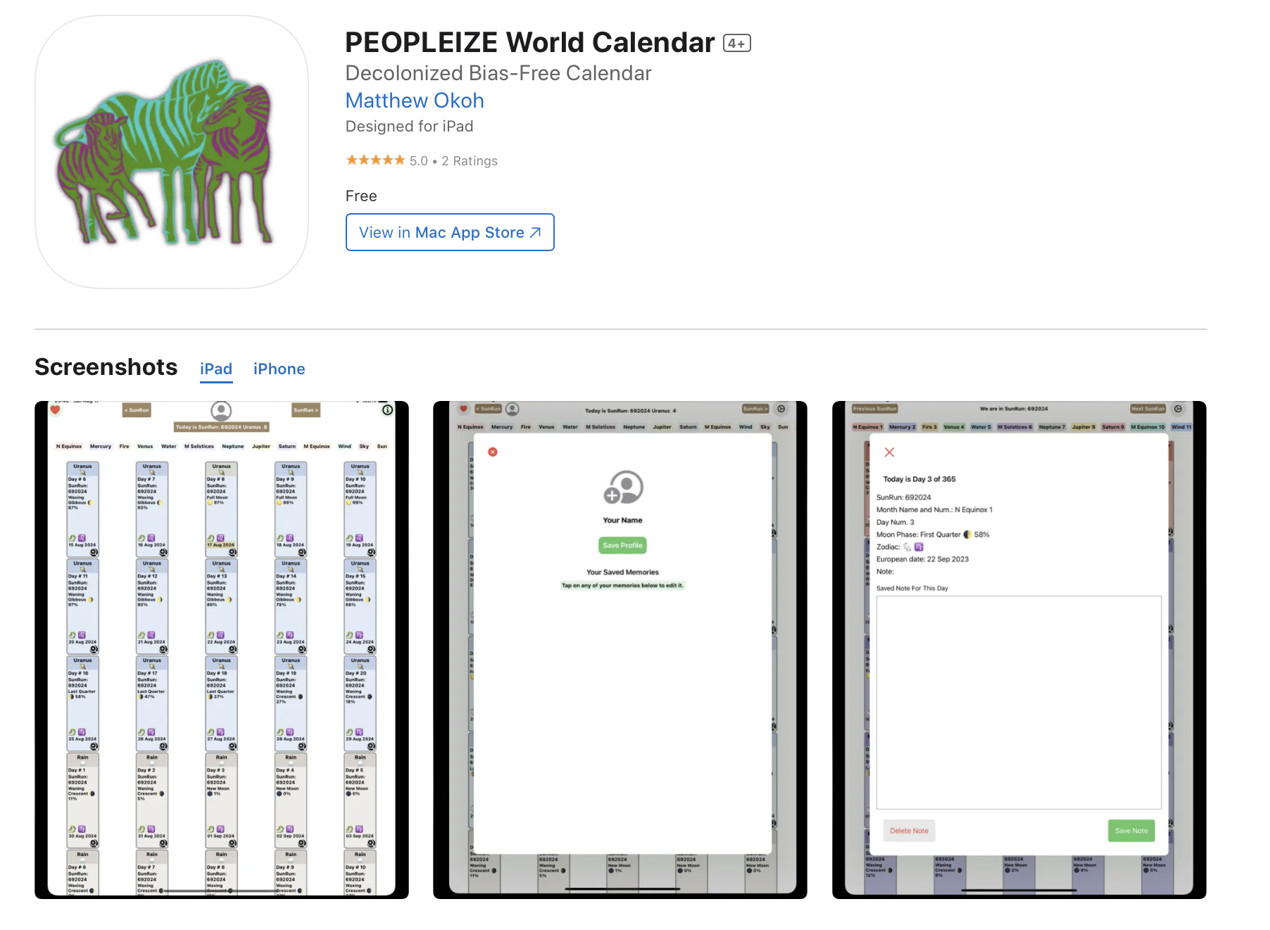 Peopleize World Calendar